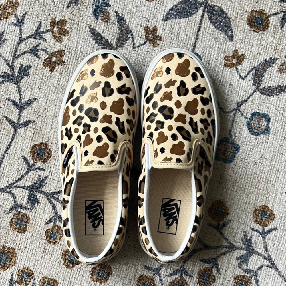 Vans Brown and Black Sneakers with Leopard Print